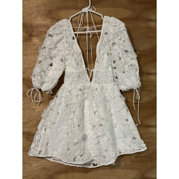 White For Love And Lemons  Woman Small Leighton Mini Dress White Wedding Floral - Picture 3 of 12